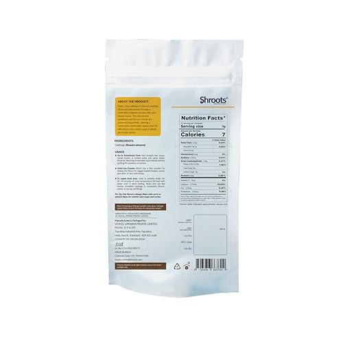 Image of SHROOTS Dehydrated Cabbage Leaves Flakes | 100% Natural & Pure Vegetarian | Machine-Dried | Nutrient-Rich & Aromatic | Ideal for Cooking, Soups, Curries & Seasoning | 100g Each, Pack Of 3