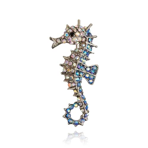 Broche de animales, decoración de ropa, ramillete de imitación, rojo, azul, caballito de mar, natación, hipocampo, broches para mujer, agujas de joyería, útiles y prácticos