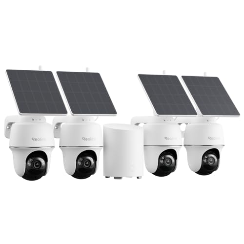 REOLINK 5MP Solar Security Cameras Wireless Outdoor, 360° Pan Tilt Auto-Tracking, Smart AI Detection, Up to 1TB Local Storage, 2.4/5GHz Dual-Band WiFi, Home Hub Mini with 4X Argus PT + Solar Panel