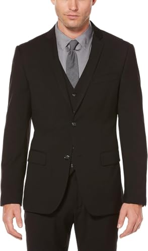 Perry Ellis Men's Regular Fit Suit Jacket, with Solid Stretch Fabric (Sizes Xs-54), Black