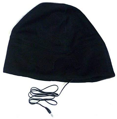 Marco Paul Interiors Bonnet en coton avec écouteurs - Chaud et confortable - Noir - Écouteurs intégrés - Haute performance et son pour hommes, femmes, garçons et filles, Bonnet à LED noir, 1 Cover
