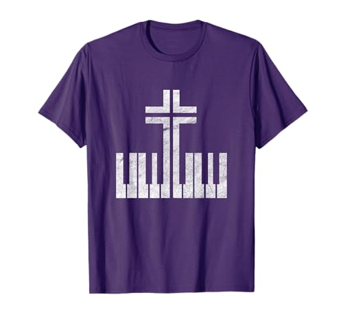 Christian Piano Cross Keyboard Pianist God Jesus Music Band T-Shirt