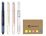 Pilot Hi-tec-c Coleto 4 Color Multi Pen Body Component, Basic & Pearl Pattern, Rubber grip, 4-pack, Sticky Notes Value Set