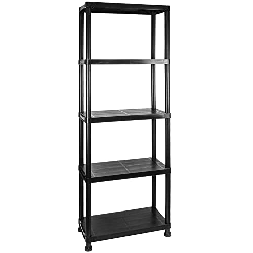 TekBox Garage Storage Shelves Black Plastic Shed Office 3 4 or 5 Tier Shelving Unit (3, 5 Tier) - Image 6