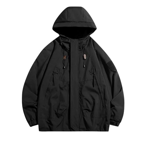 ADHOWBEW Windbreaker Jacket Men Big and Tall Work Poncho Waterproof Hooded for Fishing Golf Hiking Outdoor Outerwear2