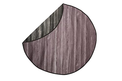 Image of Stylista Bed Server Round Food mats /Outdoor Picnic mat Reversible Round in Inches 36in with 2 Side Print, Wooden Pattern Black and Wooden Pattern Grey