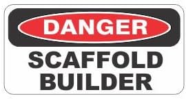 (3) Danger scaffold builder funny hard hat/helmet stickers