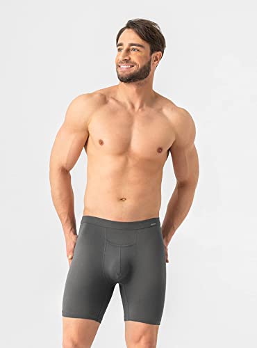 David Archy Men's 3 Pack Premium Supima Cotton Underwear Soft Boxer Briefs With Fly (S, Black/Dark Gray/Moonlight Blue) #TOP22