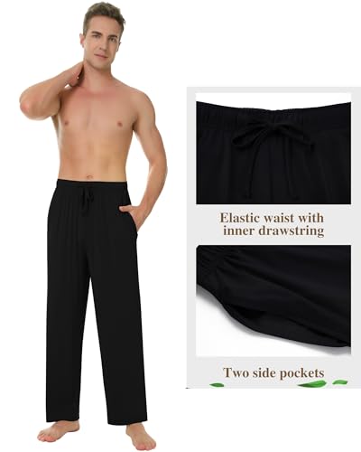 NACHILA Men's Pajama Pants-Viscose Made from Bamboo,Soft Sleep Bottoms Stretchy Sweatpants with Pockets4