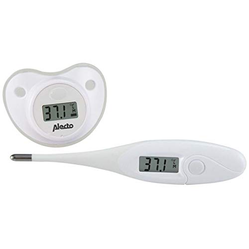Alecto BC-04 - Juego de termómetros para fiebre, termómetro digital para fiebre, flexible y preciso, almacena la última medición - blanco