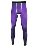 Guandoo Men's Compression Football Running Tights Stretch Sport Pants, Purple, X-Large
