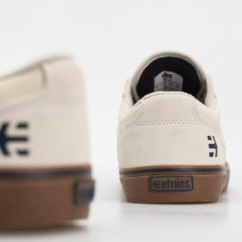 Image of Etnies Barge LS - Classic Skate Look, Slim Vulcanized Silhoutte, Hefty Armored Collar, Reinforced Vulc - White /Navy - 9