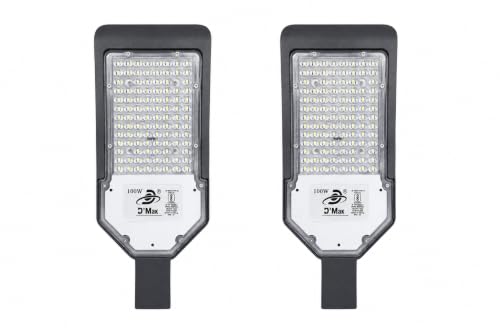 Image of D'Mak 100W LED Street Light with Focus Lens | IP65 Waterproof Outdoor LED Street Lamp | High Brightness Cool White Light | Aluminium Body for Road (Pack of 2)