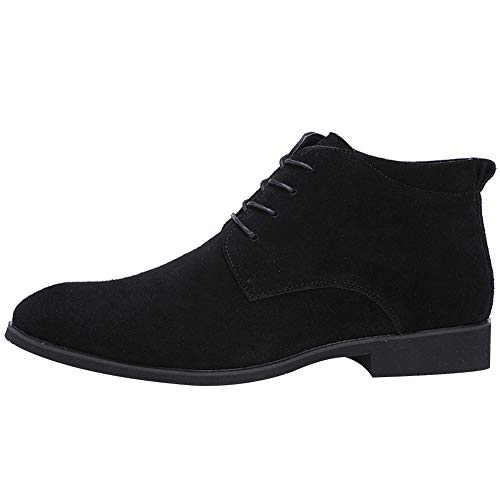 rismart Men's Suede Chukka Boots Plain Toe Lace Up Oxfords Business Casual Shoes2
