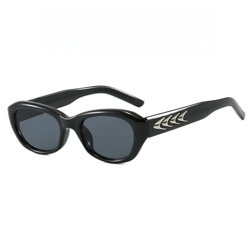Lunettes de soleil ovales rétro vintage avec protection UV400 intégrale et verres gris