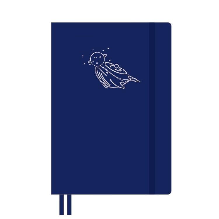 Carnet de notes A5 pages noires cahier dessin similicuir bleu rigide 150g