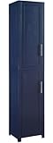 Crosley Furniture Savannah Linen Storage Cabinet, Laundry Room, Bathroom Organizer with Shelves, Navy