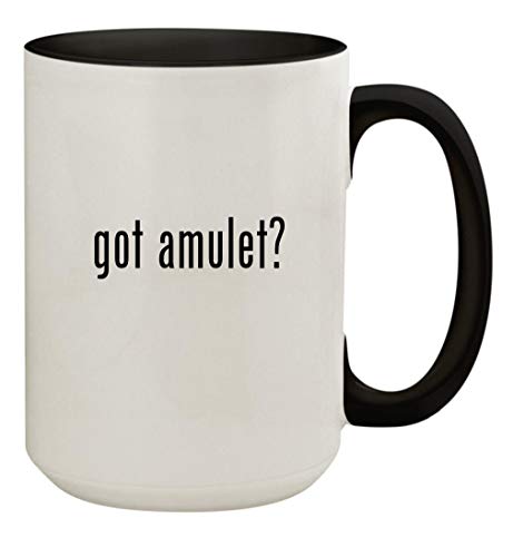 got amulet? - 15oz Ceramic Colored Inside & Handle Coffee Mug Cup, Black