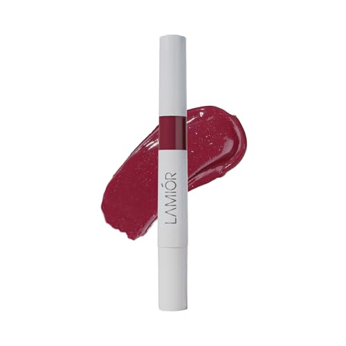 Image of LAMIOR Peptide Glaze Lip Balm - 3 in 1 Formula for Glossy Shine, Healing & Nourishment for Dry Dark & Pigmented Lips with Shea Butter, Non Sticky, Moisturizing Lip Balm for Women, (Plum Tart)