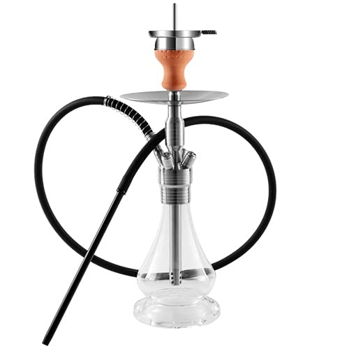JYXZM Edelstahlhuka, Premium-Glas Shisha-Hukahn-Kit mit Silikonschlauch und Hukahn-Lehm-Schüssel Set, 100…