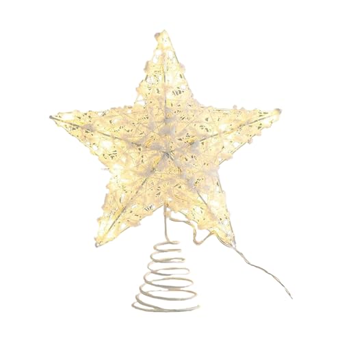 Yuemeuy Estrella para Árbol de Navidad con Luz LED,Decoraciones Festivas de la Parte - Estrella de la Copa Preiluminada con Purpurina | para Año Nuevo Interior Hogar Bar Tienda Dormitorio Salón