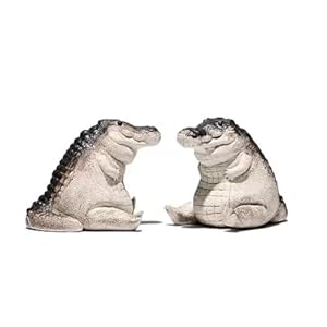 Handmade Crocodile Figurine Tea Pet, Tea Set Accessories Tea Ceremony Desk Pet, Animal Ornament Gifts for Tea Lover Friends Chritmas Party Favors (2Pcs)