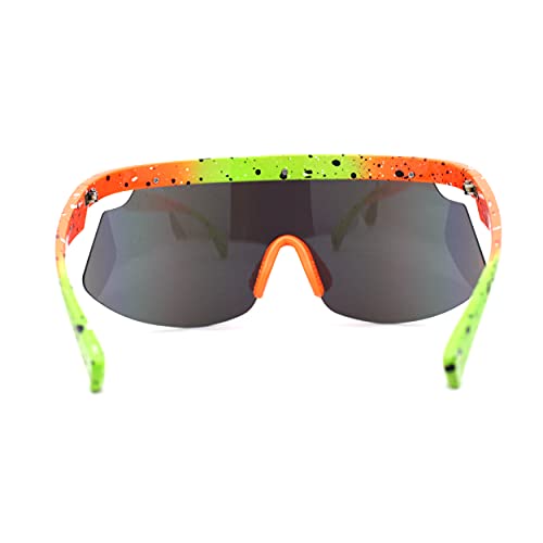 Kush 80s Retro Color Mirror Large Sport Half Rim Shield Sunglasses4