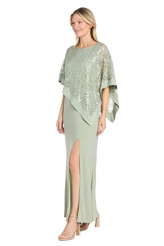 Image of R&M Richards Women's Sequin Lace Poncho Overlay Sheath Dress for Wedding Guest, Cocktail Attire & Evening Occasions