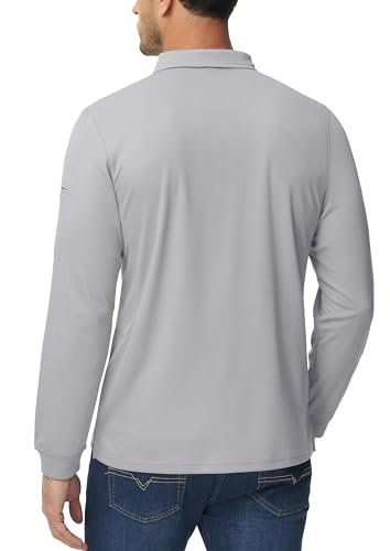 Image of MAGCOMSEN Men's Long Sleeve Golf Polo Shirts Collared Athletic Quick Dry Lightweight Work Shirts