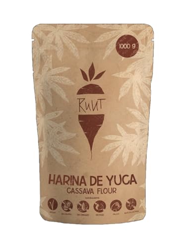 Ruut Harina de Yuca Totalmente Natural - Paleo, Vegetariana, Protocolo AIP, Dieta FODMAP - Harina sin Gluten - Harina de Pan Sana sin Frutos Secos, Cereales ni Aditivos - Harina sin Gluten 1000 g