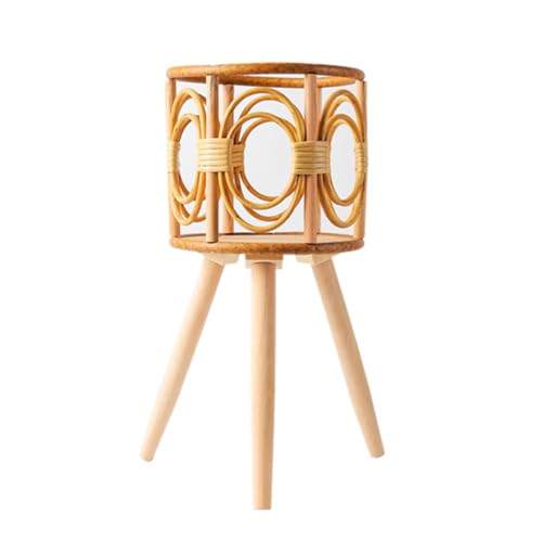 Bogjiru Soporte de ratán para Plantas de Interior, Soporte para macetas de Flores Tejidas de Paja, Taburete con Patas, macetero para Suelo, cestas, Estante de Madera para Plantas