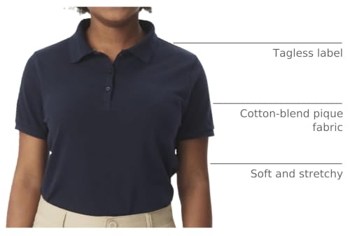 Image of French Toast Women's Juniors' Short Sleeve Stretch Pique Polo Shirt