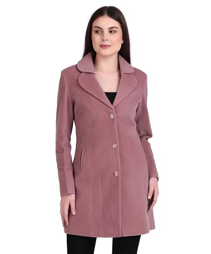 Image of Women's Wool Blend Long Coat with Stylish Lapel Collar and Button Closure - Elegant Winter Overcoat for Casual & Formal Wear