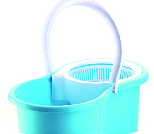Ganesh Rapid Plastic Spin Mop, Round Plastic Bucket Floor Cleaning Mop with Bucket, Pocha for Floor Cleaning, Mopping Set (Blue, Set of 2 Microfiber Refills) (Image - 3)