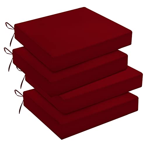 Lovtex Outdoor Chair Cushions 18.5"X16"X3" Pack Of 4, Patio Cushions For Outdoor Furniture, Water Resistant Square Corner Seat Cushions, Dark Red #TOP1