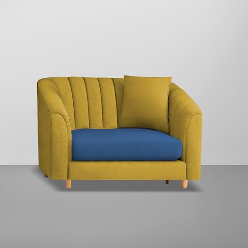 Image of Doraldo Seater Sofa Set for Living Room (Blue Yellow) Premium Fabric Sofa Set