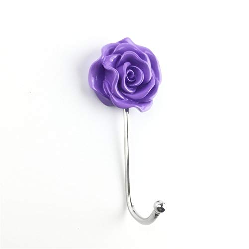 DINGXUEMEI DXM. CVFG 6 PCS Bathroom Non-perforated Rose Hook Non-marking Resin Adhesive Hook (Color : Purple Rose)