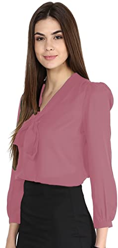 Image of Girls Bishop Sleeves V-Neck tie up top-71