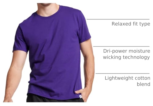 Image of Russell Athletic Mens Dri-Power Short Sleeve Tees, Moisture Wicking, Odor Protection, UPF 30+, Sizes S-4x