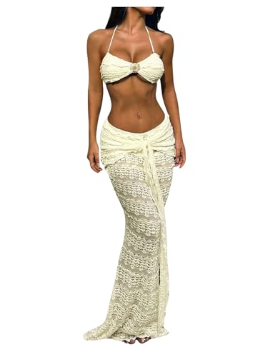 Maillot de bain 3 pièces ajustable avec paréo beige moyen