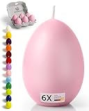 Kerzenfeld® Eierkerzen Rosa 6 Stück, 60 x 45mm Premium Frühlingsdeko und Ostergeschenk, Handgetaucht und mit 7+ Stunden Brenndauer, Made in Germany - Unparfümiert und RAL-Zertifiziert