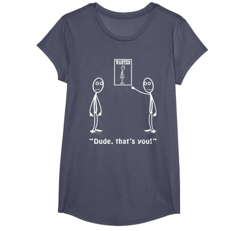 Funny Dude, That's You Stickman Costume - Stick Figure T-Shirt, Girls, Heather Blue, Small