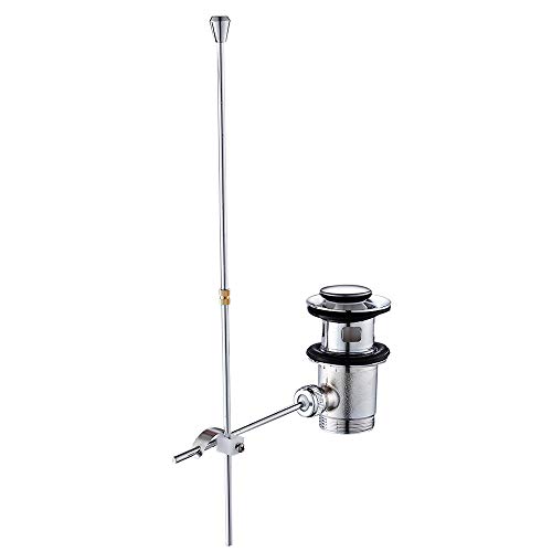 SurfMall Tapón para desagüe Fregadero para lavabo con barra de tiro Desbordamiento de desagüe Válvula de desagüe Juego de varillas de tracción para el fregadero Cover