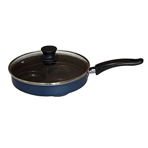 Frigideira Antiaderente para 3 Ovos com Tampa de Vidro: Azul