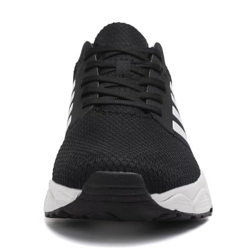 حذاء رياضي رجالي خفيف الوزن للغاية وجيد التهوية للمشي ومضاد للانزلاق حذاء رياضي عصري للتمارين الرياضية، حذاء رياضي كاجوال اسود وابيض، مقاس 41 EU