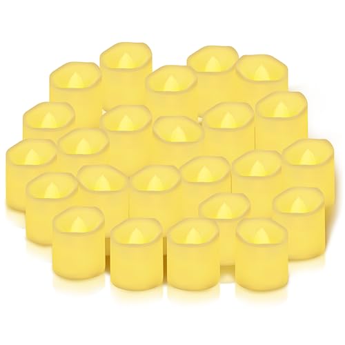 BUCOMTU 24 Stück LED Teelichter Kerzen mit Batterie, Warmweiß...