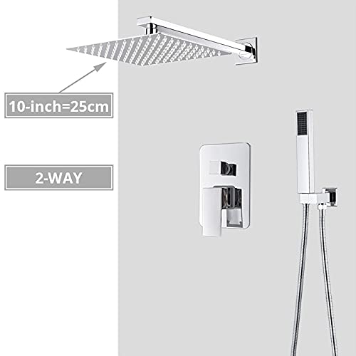 Robinet de salle de bain chrome avec système de douche mural complet 10" - 5