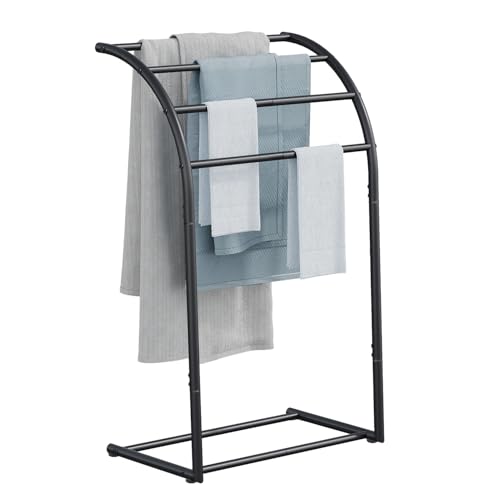 YINMIT Free Standing Towel Rack, Pool Towel Rack Outdoor, 4 Tier Towel Racks for Bathroom, Metal Blanket Rack, Blanket Display and Towel Drying Rack