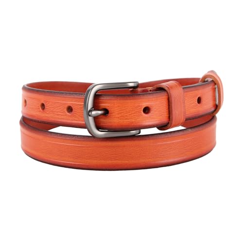 Jack&Chris Genuine Leather Casual Belt for Men with Texture Buckle Adjustable Belt for Cargo Pants Jeans