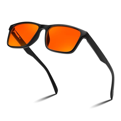 Image of FEISEDY Blue Light Glasses for Better Sleep Amber Computer Gaming TV Anti Eyestrain Glasses with Spring Hinge B0249